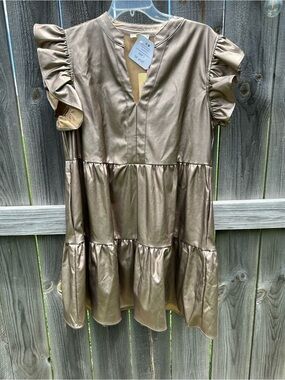 Entro Metallic Gold Dress. NWT